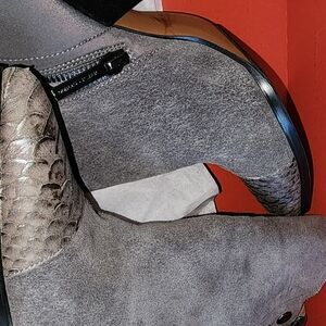 Donald J Pliner Women’s Taupe Suede Ankle Boots with Textured Heel